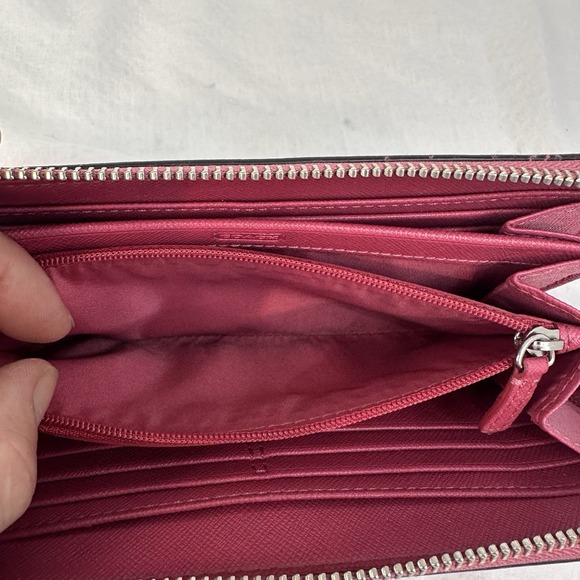 Pink Coach Wallet Darcy Bow Accordion Zip Pink Leather Zip Around Clutch - Picture 12 of 16